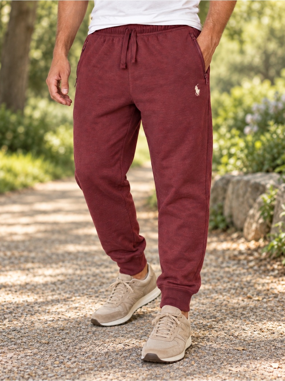 U.S. Polo Assn Fleece Jogger Pants Mens XL Burgundy Zip Pockets NWT Fall Wear